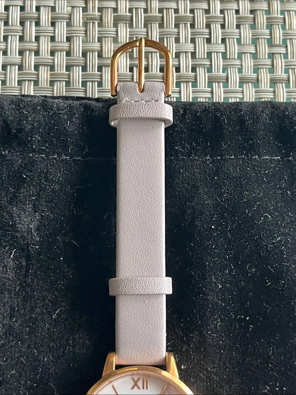 OLIVIA BURTON Gold Floral Dial Watch with White Strap